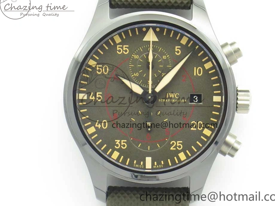 MIROTIME 0519 Classic PILOT IW389001 ZF 1:1 Best Edition Ceramic Case Green Dial on Green Nylon Strap A7750 (Function Same As Genuine) 7160